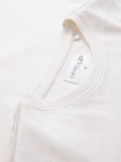 Vyriška medvilninė U formos marškininė su ilgomis rankovėmis, apvadais ir spauda ant krūtinės - laužyta balta V3 OM-LSCL-0127