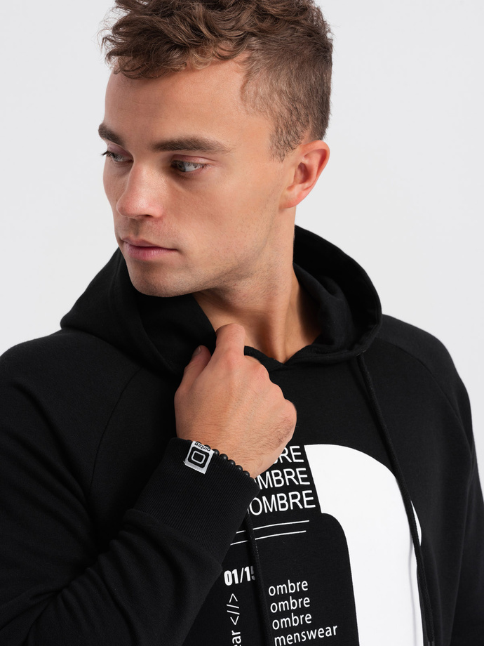 Men's printed HOODIE sweatshirt - black V3 OM-SSPS-0152