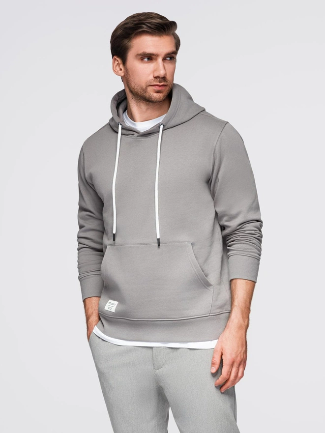 Men's kangaroo hooded sweatshirt - gray V8 OM-SSBN-0177