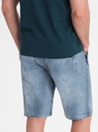 Men's denim short shorts with subtle washes - light blue V1 OM-SRDS-0145