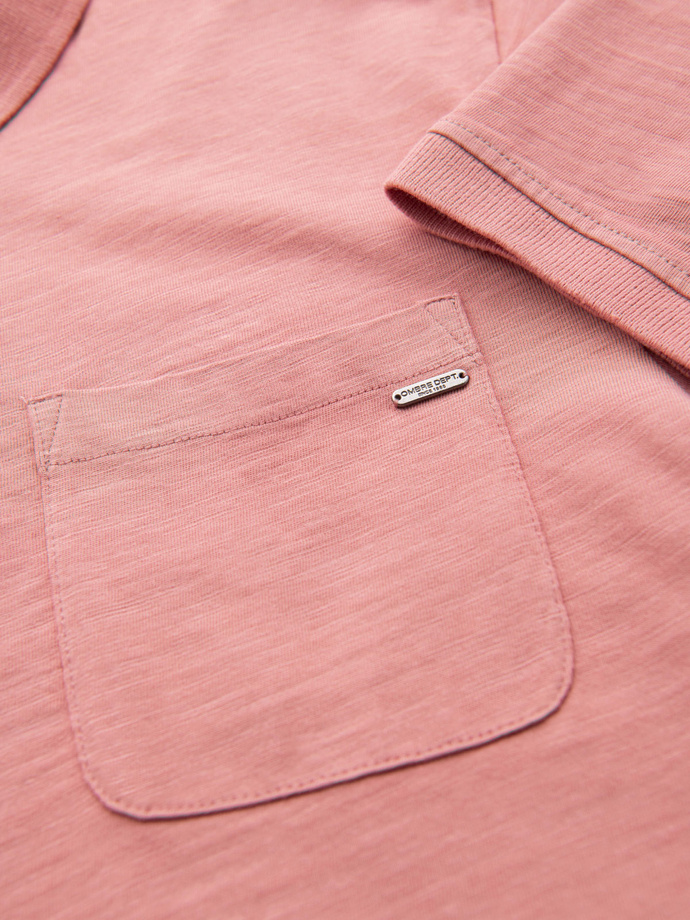 Classic cotton knit polo shirt - pink V4 OM-POWS-0142