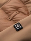 Jachetă lungă matlasată pentru bărbați cu buzunare mari - bej V2 OM-JALJ-0308