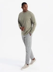 Men's cotton longsleeve LOOSE FIT with round neckline - khaki V4 OM-LSBC-0129