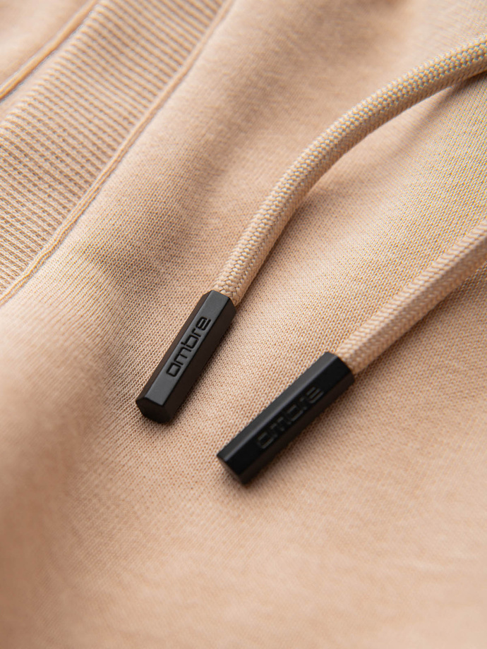 Pánske bavlnené teplákové šortky BASIC - béžové V6 OM-SRBS-0149