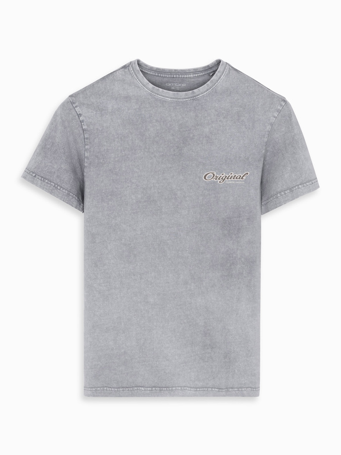 Tricou din bumbac imprimat cu decolteu rotund - negru V2 OM-TSFP-0225