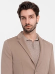 Men's jacket with patch pockets - dark beige V3 OM-BLZB-0127