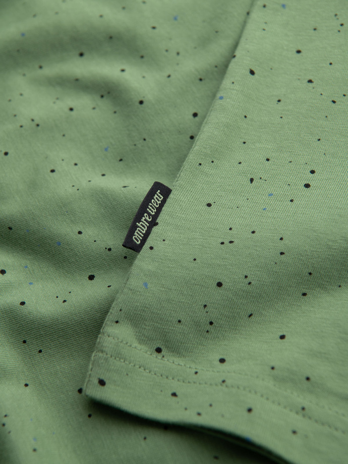 Vyriški medvilniniai marškinėliai su apvalia iškirpte - žali V4 OM-TSFP-0186