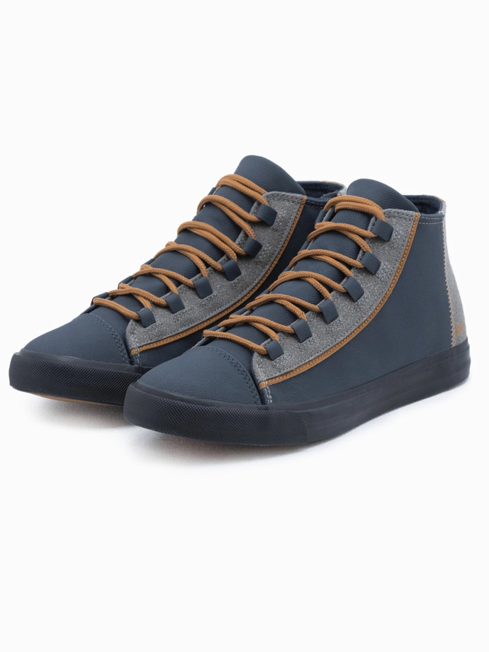 Pantofi sport pentru bărbați cu contrast - albastru marin V2 OM-FOTH-0140