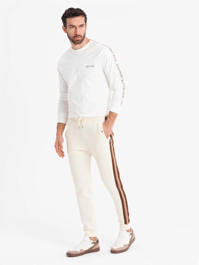 Pantaloni de trening bărbătești din tricot structurat - grafit V5 OM-PASK-0211