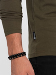 Men's BASIC longsleeve with round neckline - dark olive V7 OM-LSBL-0106