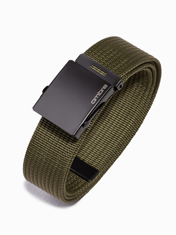 Men's belt with adjustable buckle - green A030