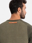 Cotton men's sweater with patch and raglan sleeves - olive V2 OM-SWSW-0121