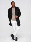 Fitted structured men's high collar coat - black V1 OM-COWC-0136