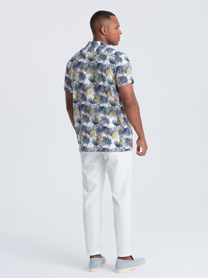 Viscose patterned men's short sleeve shirt - palm trees V7 OM-SHPS-0113