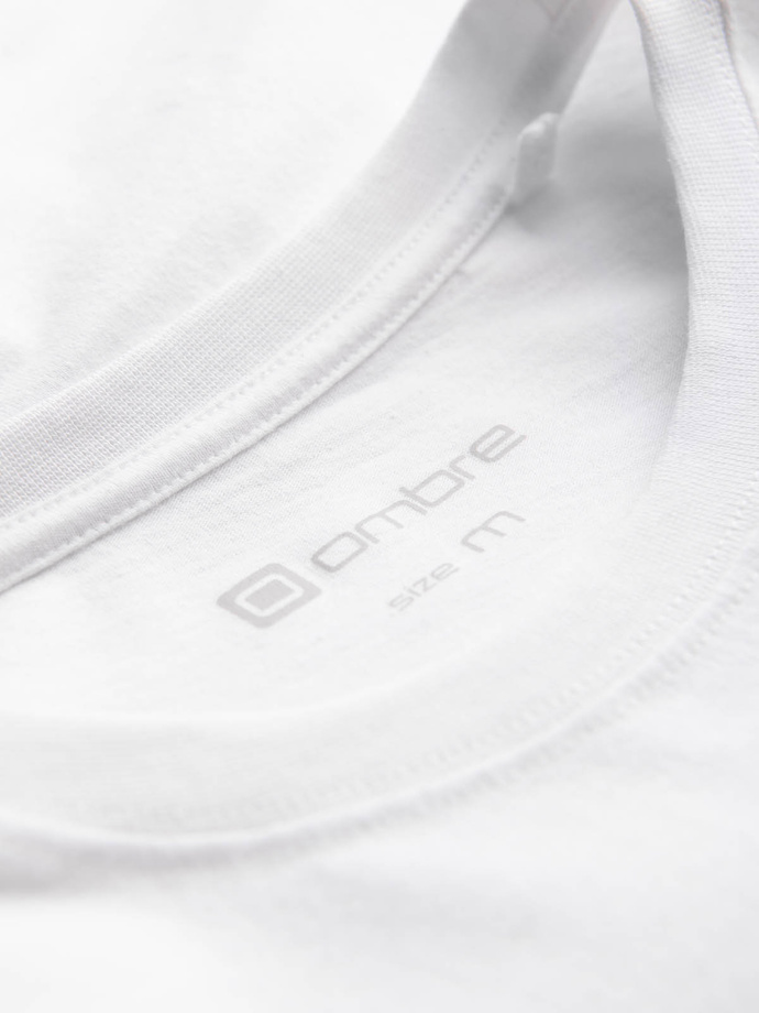 Vyriški medvilniniai marškinėliai su spauda ant krūtinės - balti V3 OM-TSPT-0167