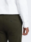 Men's SLIM FIT chino pants with fine texture - dark olive green V4 OM-PACP-0190