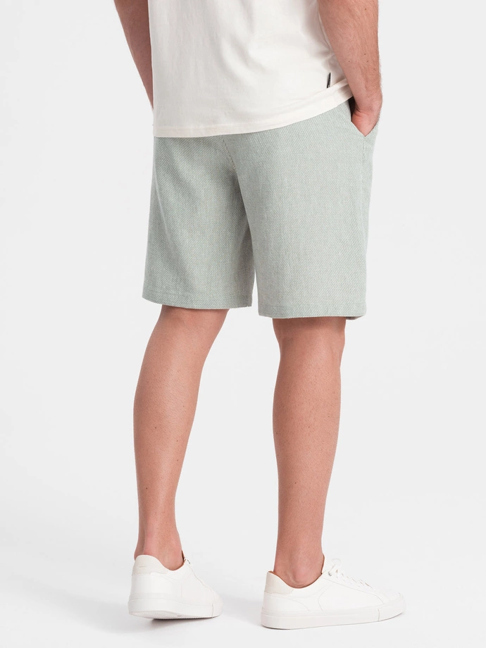 Men's knit shorts in linen and cotton - light green V2 OM-SRCS-0130