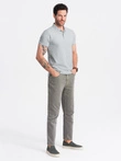 Men's BASIC single color pique knit polo shirt - grey V20 OM-POBS-0100