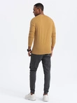 Men's BASIC longsleeve with round neckline - mustard V10 OM-LSBL-0106