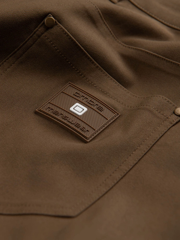 Men's REGULAR fabric pants with cargo pockets - olive V2 OM-PACG-0178