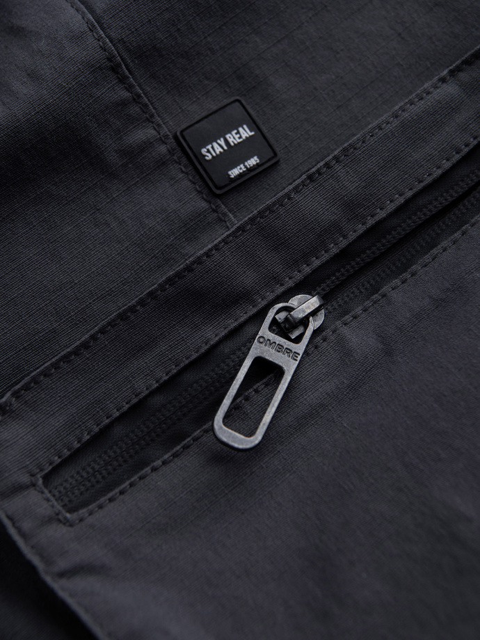 Pánske nohavice JOGGER so stojačikom a cargo vreckami na zips - grafitová V6 OM-PAJO-0135