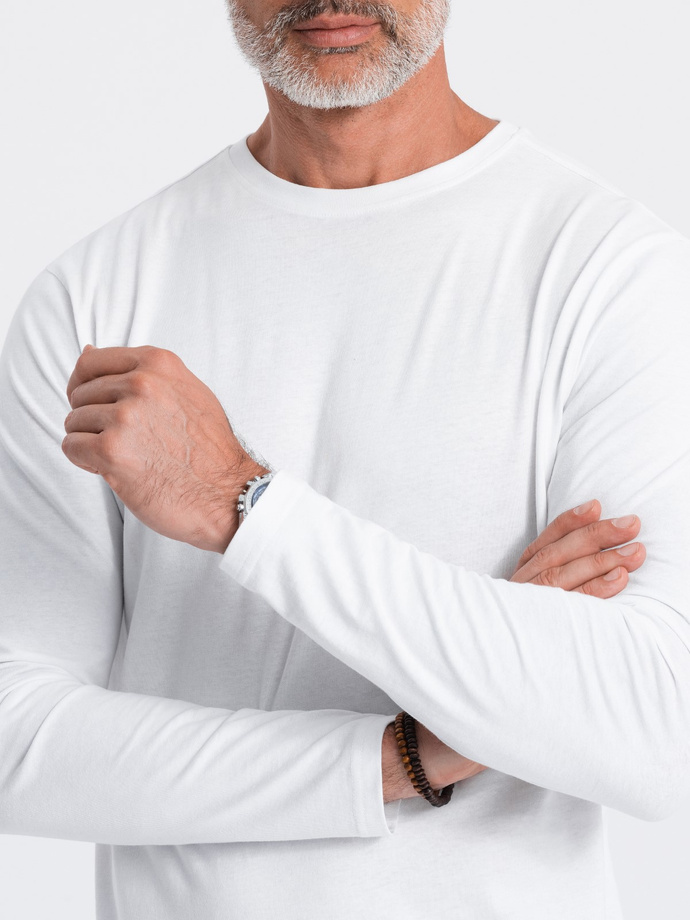 BASIC men's longsleeve with round neckline - white V4 OM-LSBL-0106