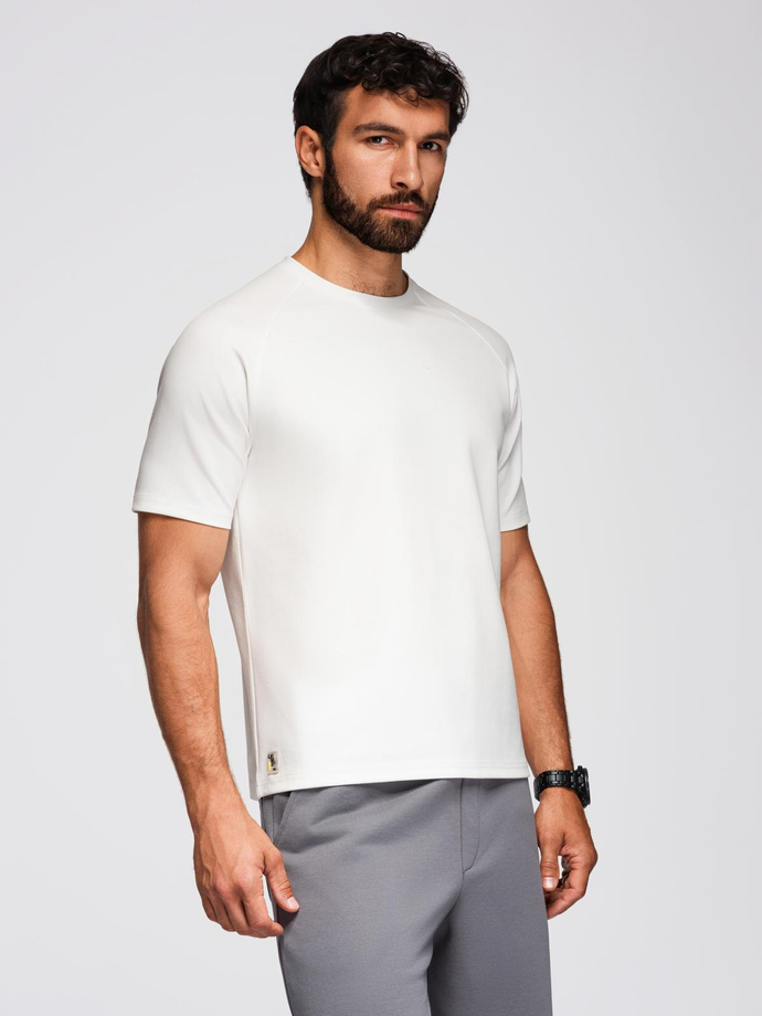 Tricou COMFORT FIT pentru bărbați cu mâneci raglan - off-white V1 OM-TSCT-0240
