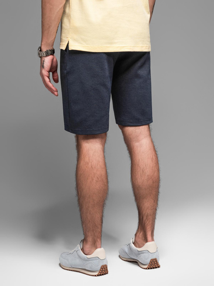 Pantaloni scurți casual pentru bărbați SLIM FIT jacquard knit - albastru marin V1 OM-SRCS-0168
