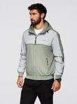 Men's contrast hooded windbreaker jacket - olive-gray V3 OM-JANP-0228