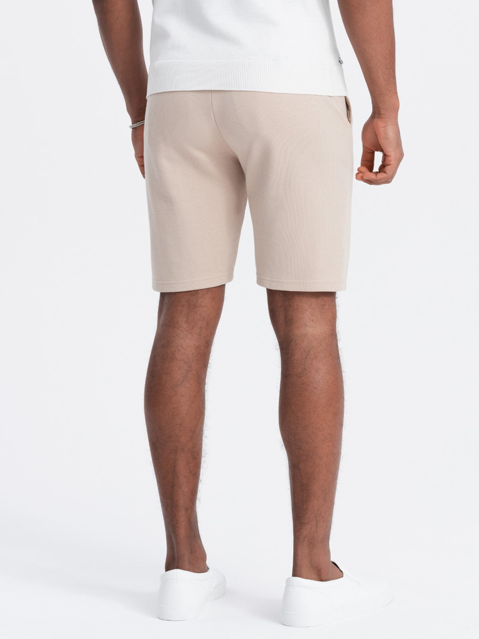 Men's structured knit shorts with chino pockets - beige V2 OM-SRCS-0128