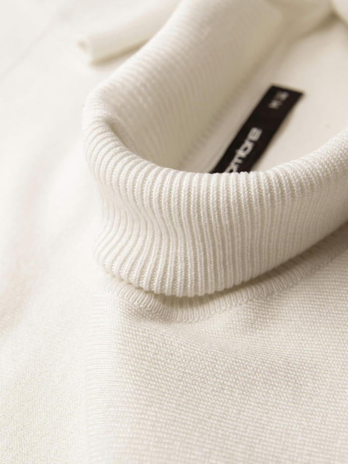 Pánský pletený rolák s viskózou - ecru V3 OM-SWTN-0101