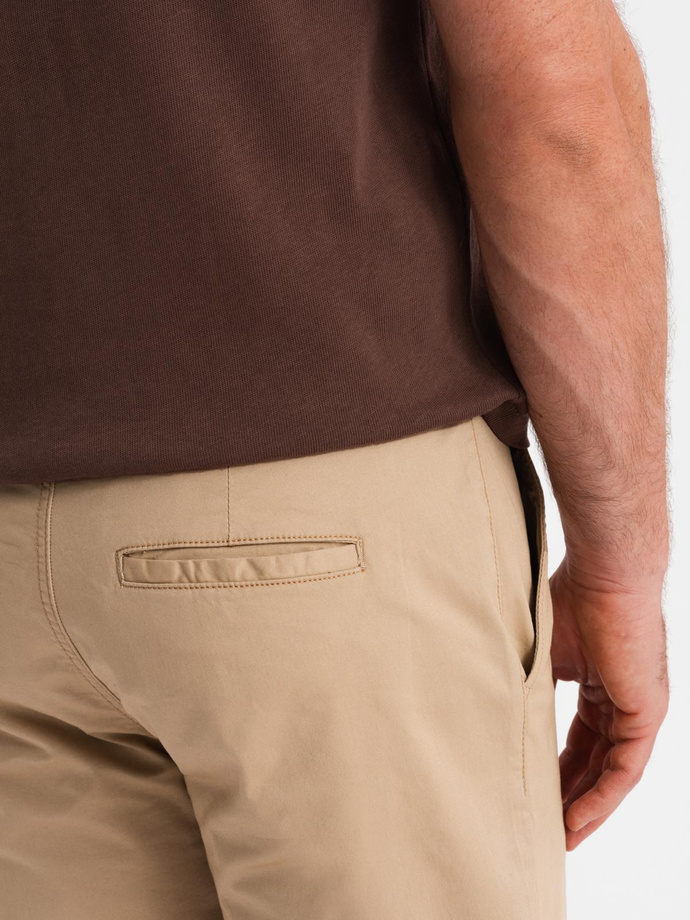 Classic men's chino shorts with rolled up leg - beige V11 OM-SRCS-0197