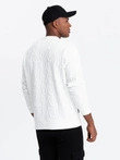 Pánska mikina RELAXED FIT s vyrazenými písmenami - ecru V2 OM-SSNZ-0164