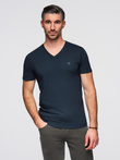 Vyriški marškinėliai V-NECK su elastanu - tamsiai mėlyni V2 OM-TSCT-0106