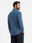 Cămașă bărbătească SLIM FIT cu model fin - albastru marin V1 OM-SHCS-0140