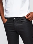 Men's waxed denim SLIM FIT pants - black V3 OM-PADP-0149