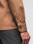 Men's REGULAR FIT cotton shirt with buttoned pockets - camel V2 OM-SHCS-0146