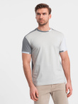 Men's t-shirt with elastane with colored sleeves - gray V4 OM-TSCT-0176