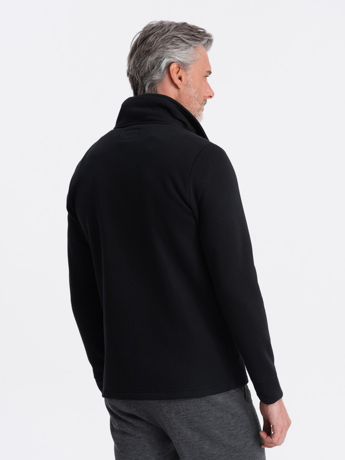 Hanorac casual pentru bărbați cu guler cu nasturi - negru V6 OM-SSZP-0171