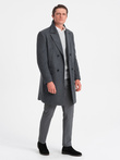 Men's double-breasted lined coat - graphite V2 OM-COWC-0107