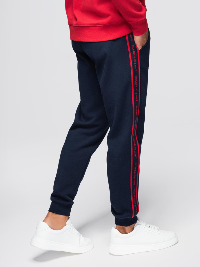 Pantaloni jogger sport pentru bărbați cu bordură - albastru marin V3 OM-PASK-0284