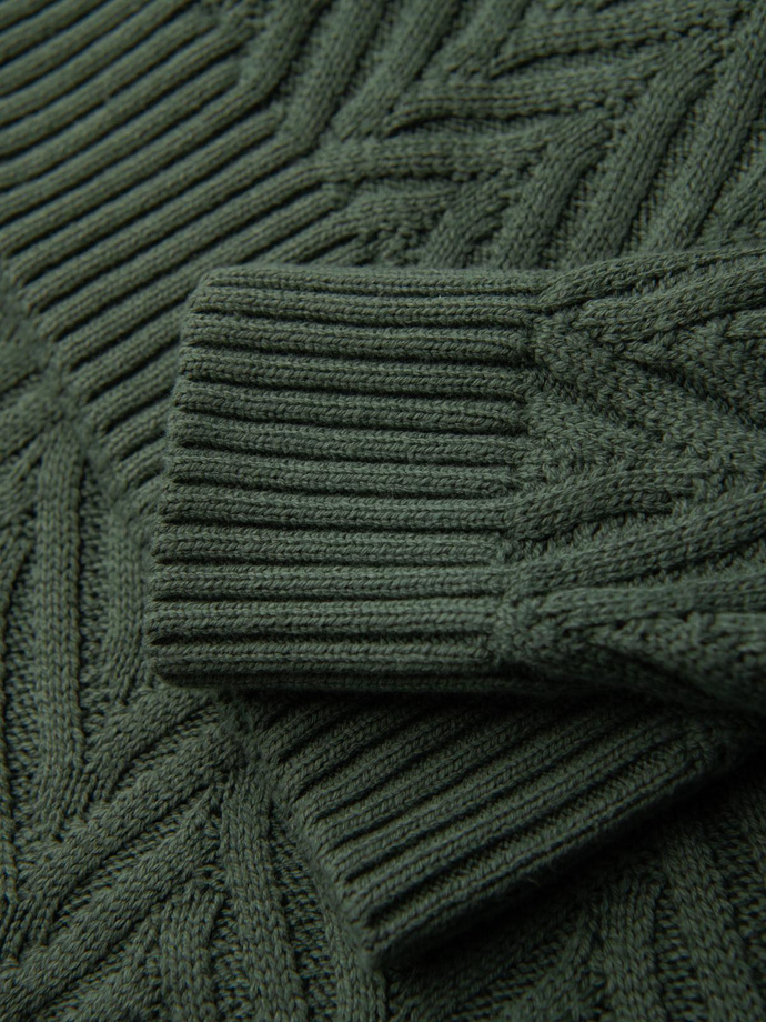 Pulover tricotat zig-zag pentru bărbați - verde decolorat V2 OM-SWSW-0147