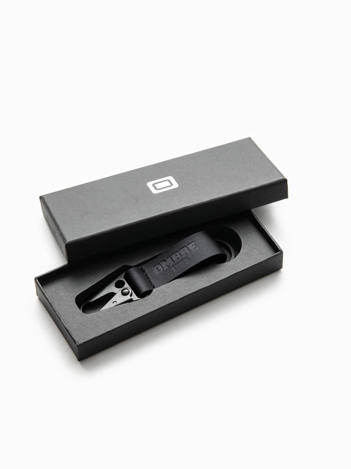 Men's key ring with snap hook - black V1 OU-ACKC-0100