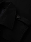 Elegant SLIM FIT men's trench coat with belt - black V2 OM-COSC-0126
