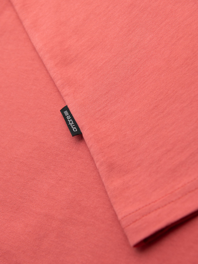 BASIC men's classic cotton T-shirt - coral V17 OM-TSBS-0236