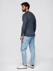 Classic men's sweater with round neckline - black V2 OM-SWBS-0106
