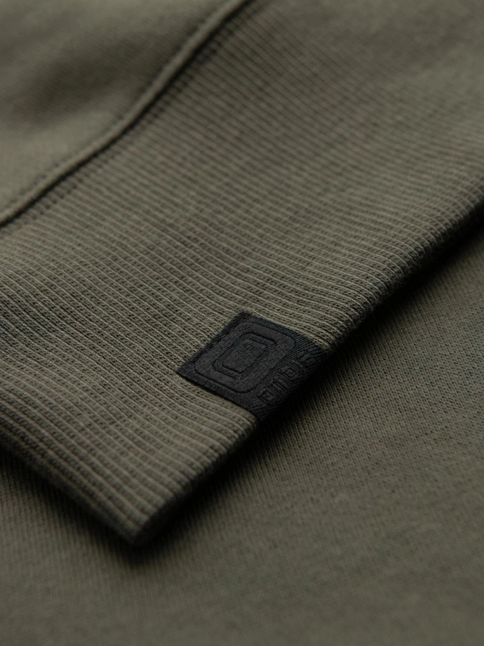 Men's sweatshirt with contrasting stripes and raglan sleeves - olive V1 OM-SSNZ-0200