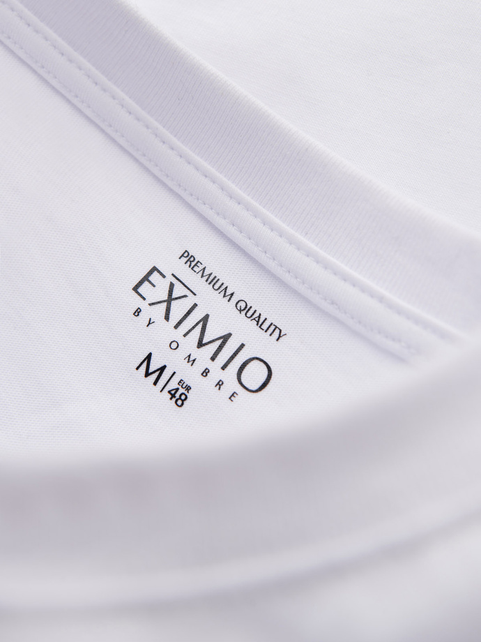 Tricou bărbătesc din bumbac cu logo dublu imprimat - alb V1 OM-TSPT-0211