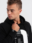 Men's printed HOODIE sweatshirt - black V3 OM-SSPS-0152