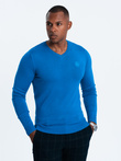 Elegant men's sweater with a v-neck - blue V19 OM-SWBS-0107